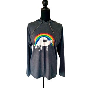 Gray Unicorn Graphic Hoodie